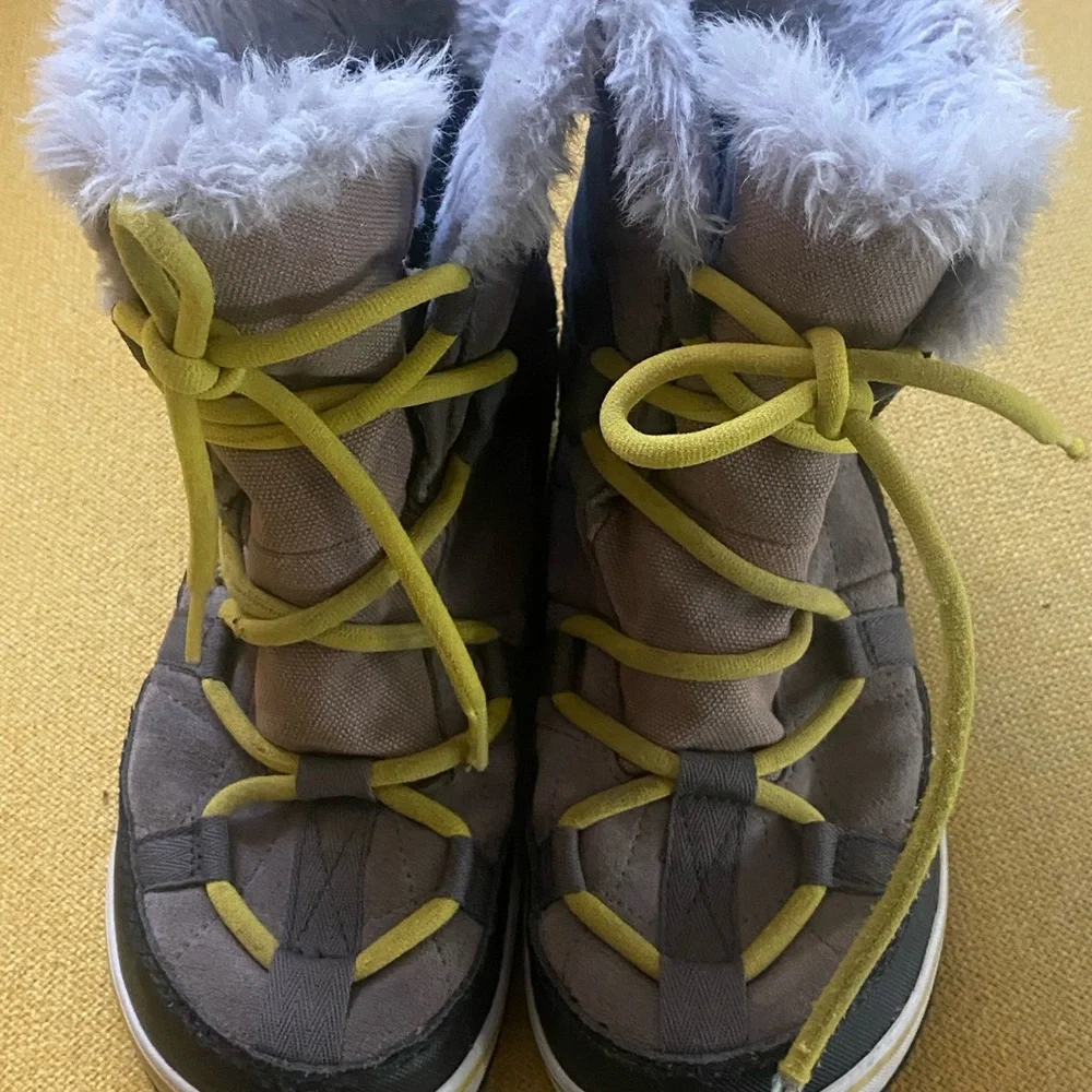 Sorel Kids Gray and Yellow Snow Boots